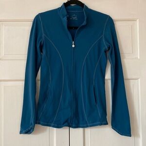 Beyond Yoga On the Go Mock Neck Jacket in Teal BLUE Track‎ Jacket Athleisure